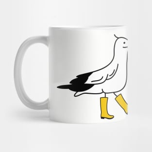 Funny seagull with rubber boots Mug